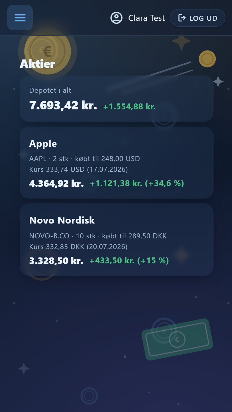 Barnets aktiedepot med dagens kurser